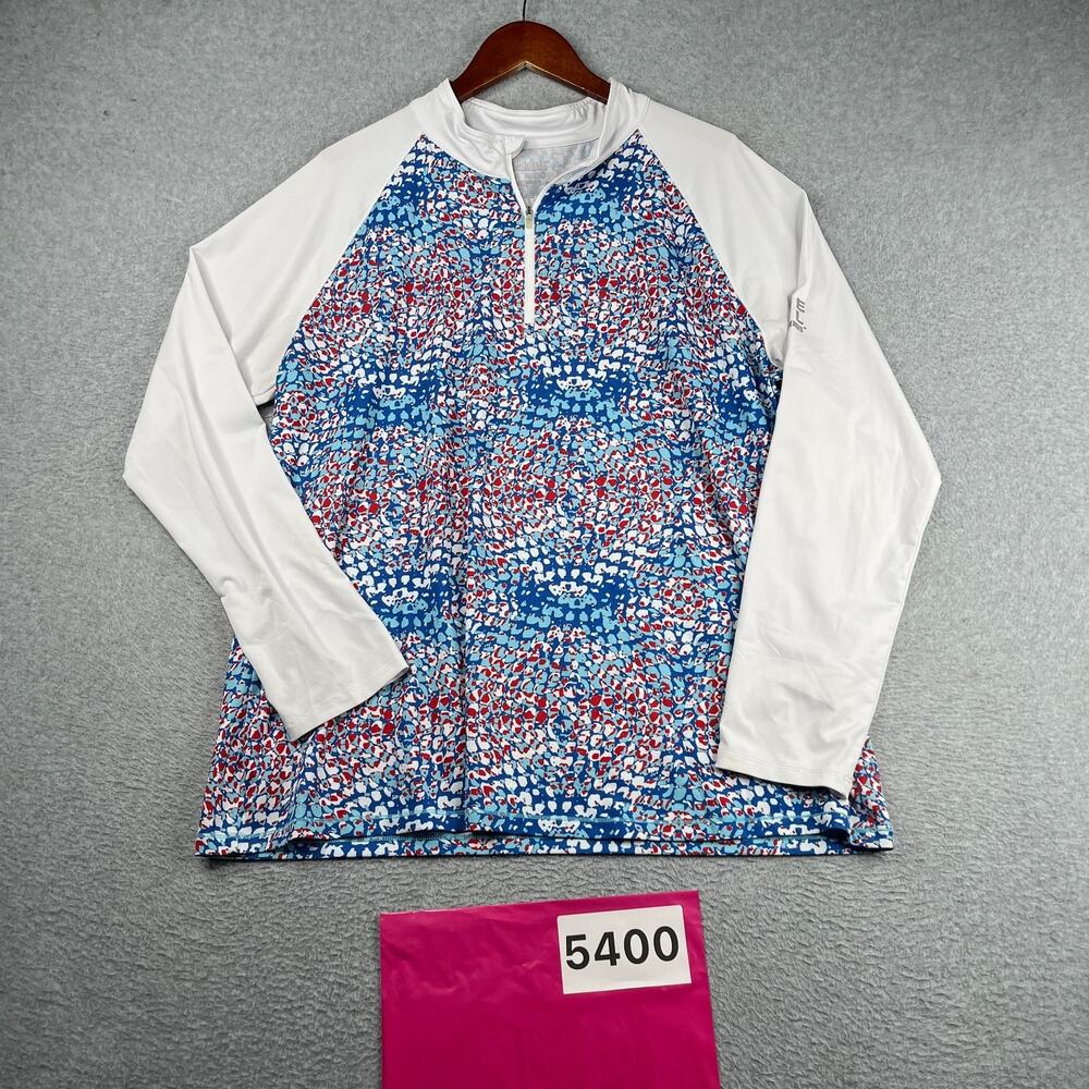 Reel Legends 1/4 Zip Performance Shirt Womens XL Reel tec Red White Blue Print